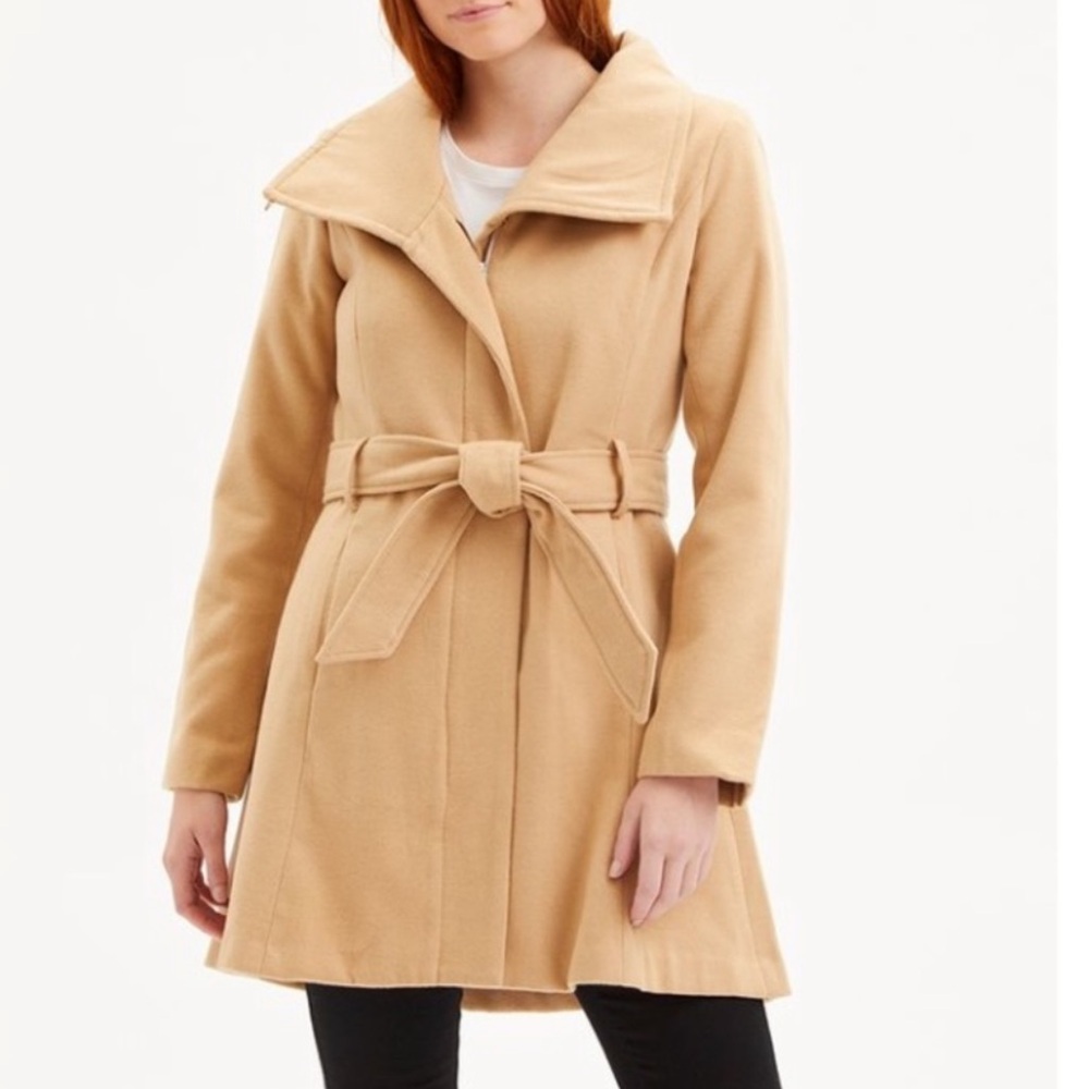 EUC Steve Madden Carmel Belted Pea Coat woman’s Size XL